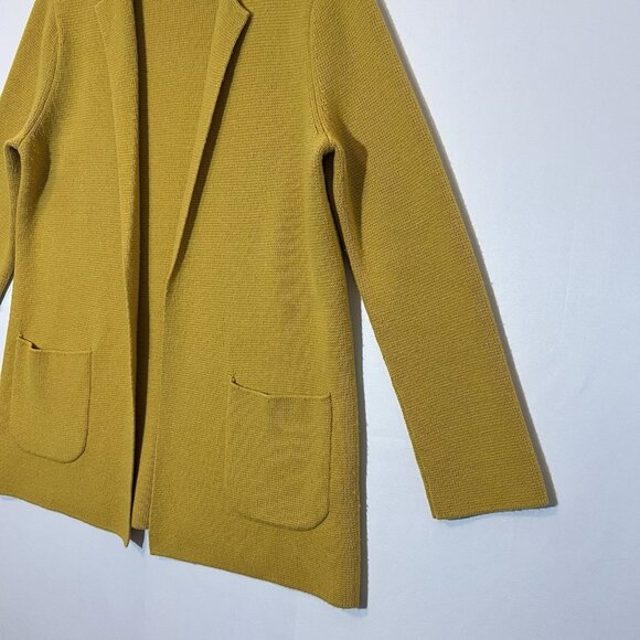 Talbots Women Milano Stitch Knit Sweater Jacket Wool Blend Yellow Petite Medium - Picture 8 of 9